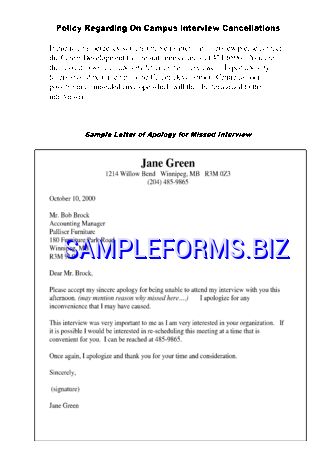 Sample Letter of Apology for Missed Interview 1 pdf free